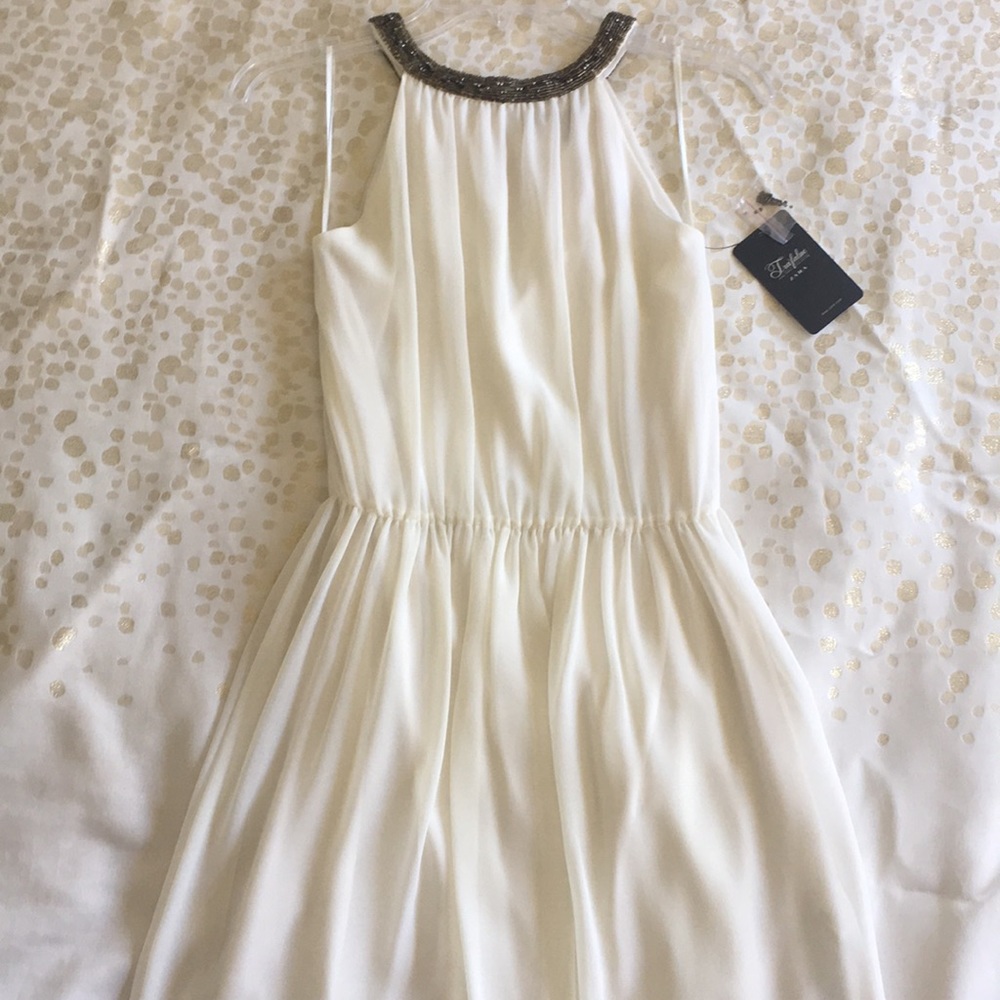 A-line chiffon dress with beaded neckline